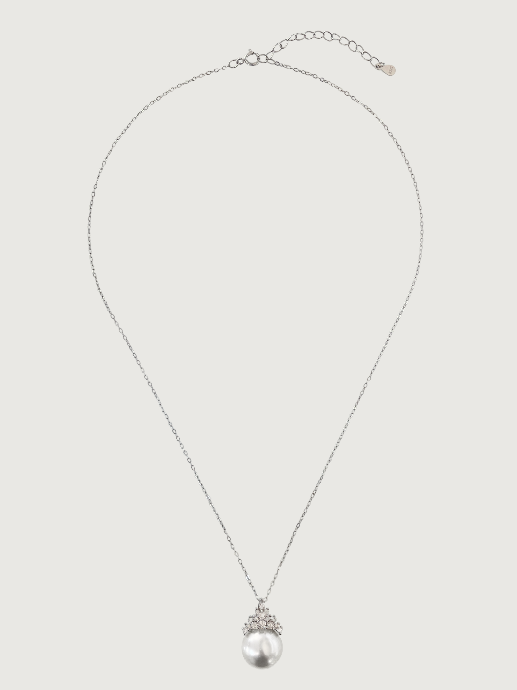 Rear View of Eleanor Pearl Drop Pendant Necklace and Earring Set in 925 Sterling Silver Comfort Fit 16 inches 8.5gms