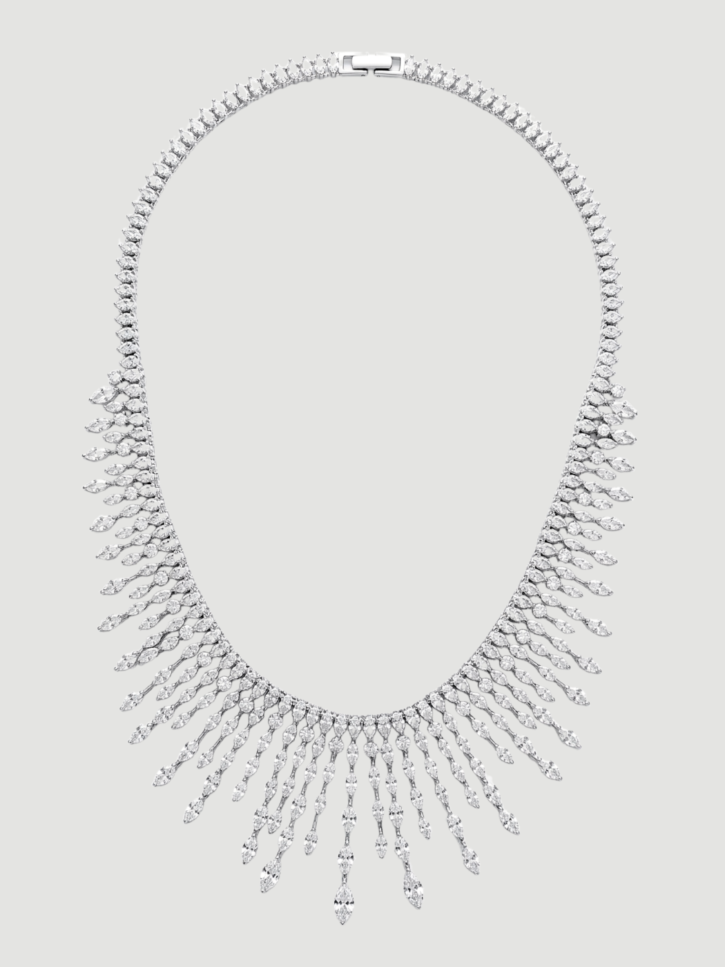 Rear View of Kaia Necklace Set With Earrings And Bracelet in Rhodium Plated Metal Comfort Fit Copper One Size 67.7gms Mix