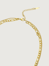 Rear View of Duo Layered Necklace in 18k Gold-Plated Metal Adjustable Length Gold Plated Steel | Hypoallergenic Tarnish Resistant Sweat Water Eco - Friendly One Size 12.3gms
