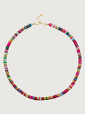 Front View of Miley Multicolor Necklace in 18k Gold Plated Sterling Silver Adjustable Length 925 Metal Stone One Size 36.6gms