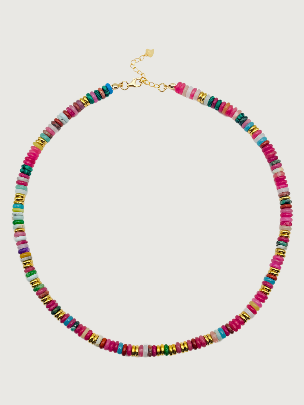 Front View of Miley Multicolor Necklace in 18k Gold Plated Sterling Silver Adjustable Length 925 Metal Stone One Size 36.6gms