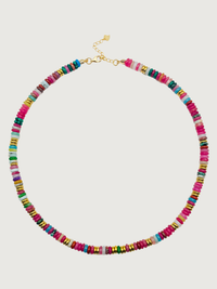 Front View of Miley Multicolor Necklace in 18k Gold Plated Sterling Silver Adjustable Length 925 Metal Stone One Size 36.6gms