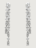 Front View of Elora Statement Drop Earrings- White Jewelry for Pierced Ears 925 Sterling Silver 8 cm 11.4gms