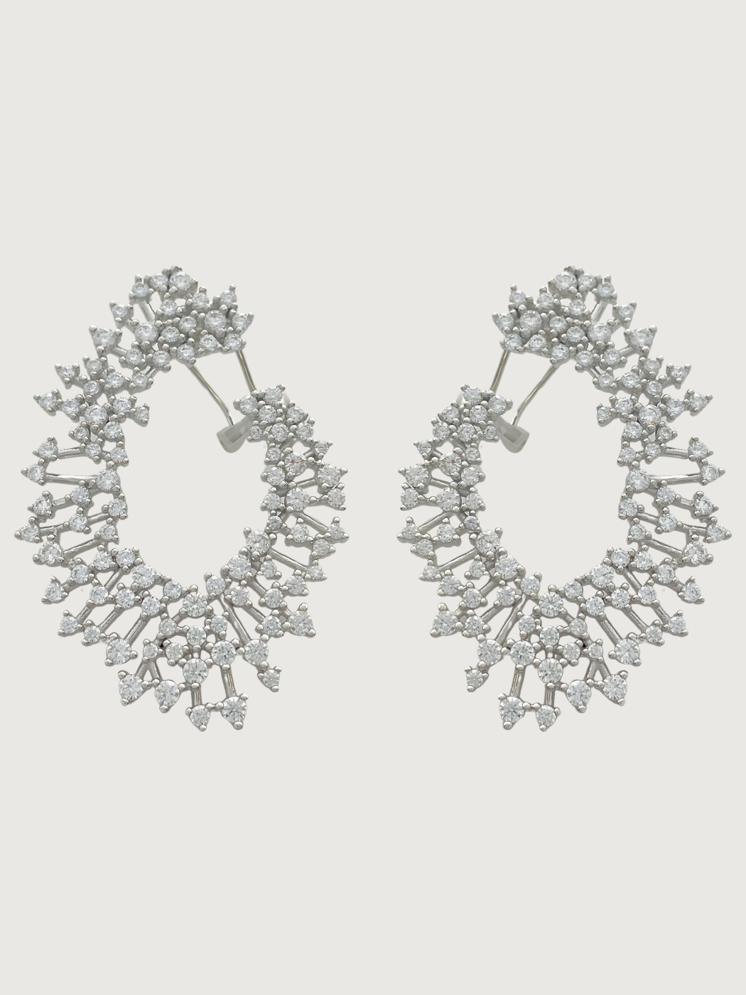 Front View of Zahra Earrings in Sterling Silver Jewelry for Pierced Ears 925 One Size 21.1gms