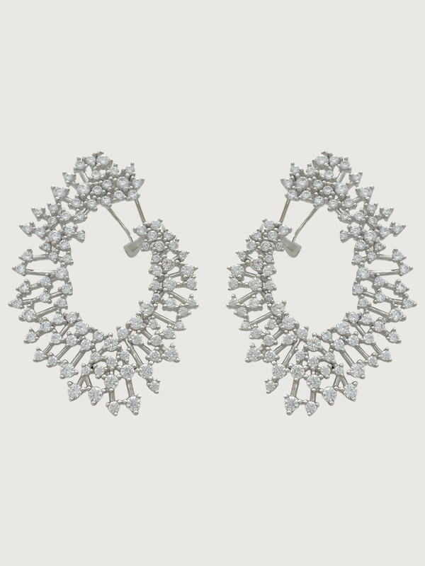 Front View of Zahra Earrings in Sterling Silver Jewelry for Pierced Ears 925 One Size 21.1gms