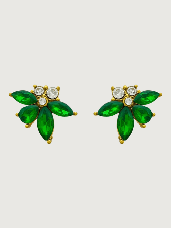 Front View of Jayda Stud Earrings in 18k Gold Plated Metal Jewelry for Pierced Ears Steel | Hypoallergenic Tarnish Resistant Sweat Water Stone Eco - Friendly One Size 1.6gms Stainless
