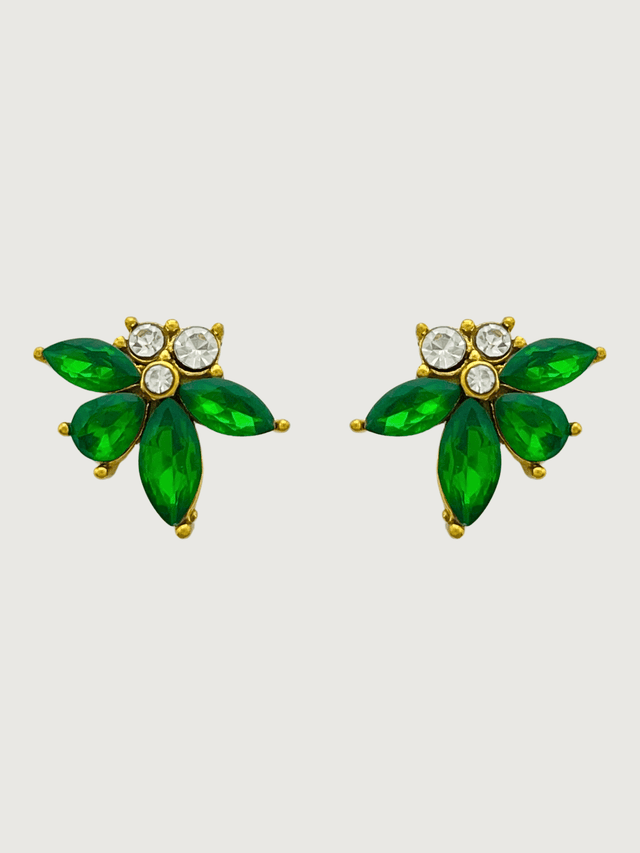 Front View of Jayda Stud Earrings in 18k Gold Plated Metal Jewelry for Pierced Ears Steel | Hypoallergenic Tarnish Resistant Sweat Water Stone Eco - Friendly One Size 1.6gms Stainless