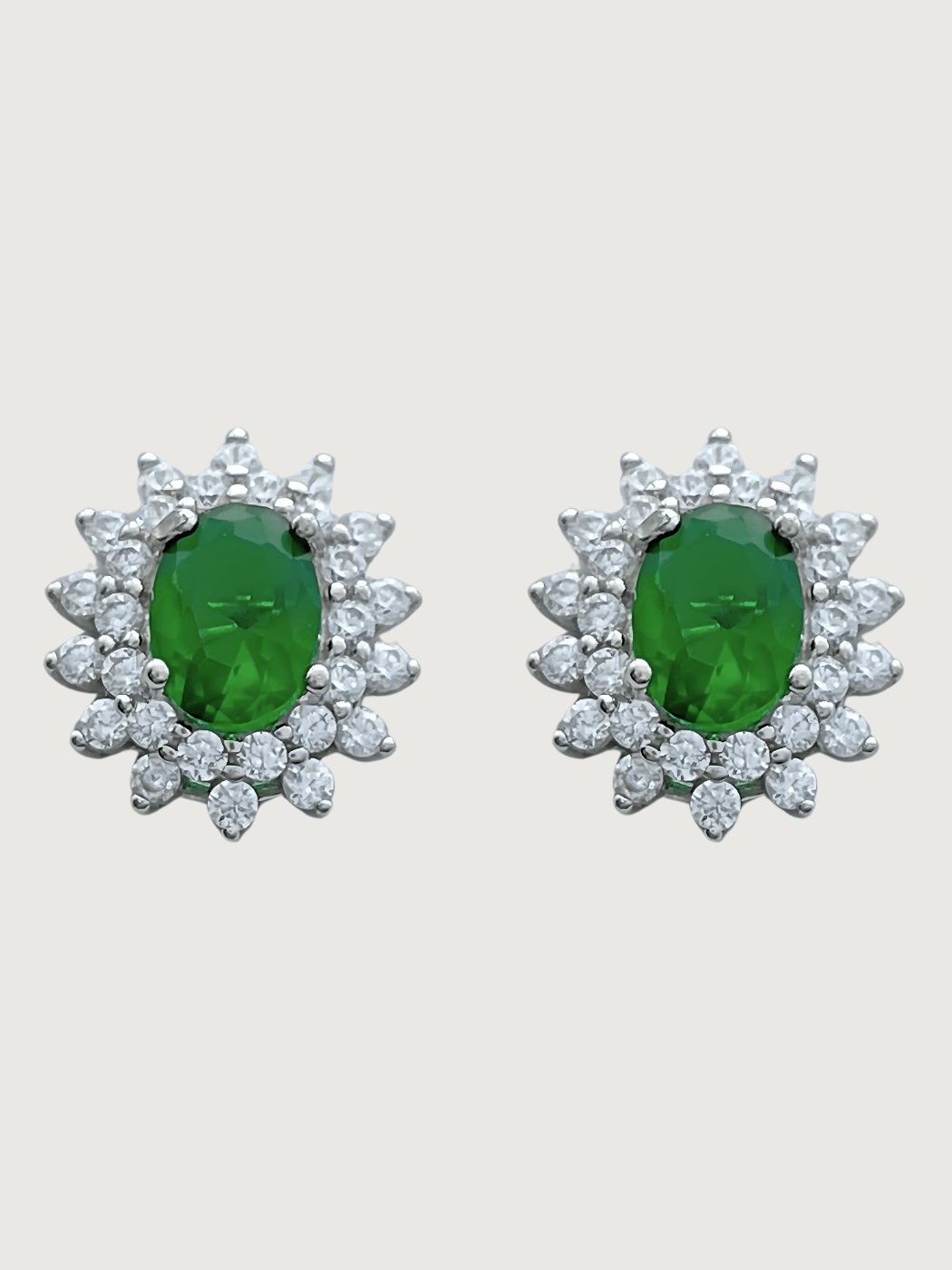 Front View of Ivy Stud Earrings in Sterling Silver Jewelry for Pierced Ears 925 Metal Stone One Size 3.3gms