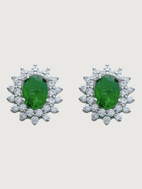 Front View of Ivy Stud Earrings in Sterling Silver Jewelry for Pierced Ears 925 Metal Stone One Size 3.3gms