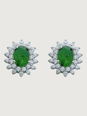 Front View of Ivy Stud Earrings in Sterling Silver Jewelry for Pierced Ears 925 Metal Stone One Size 3.3gms
