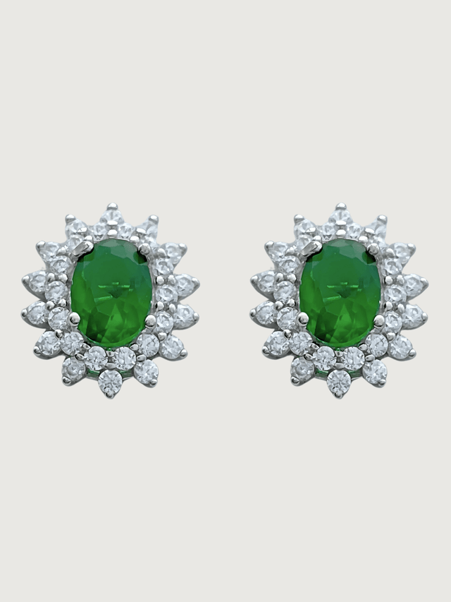 Front View of Ivy Stud Earrings in Sterling Silver Jewelry for Pierced Ears 925 Metal Stone One Size 3.3gms