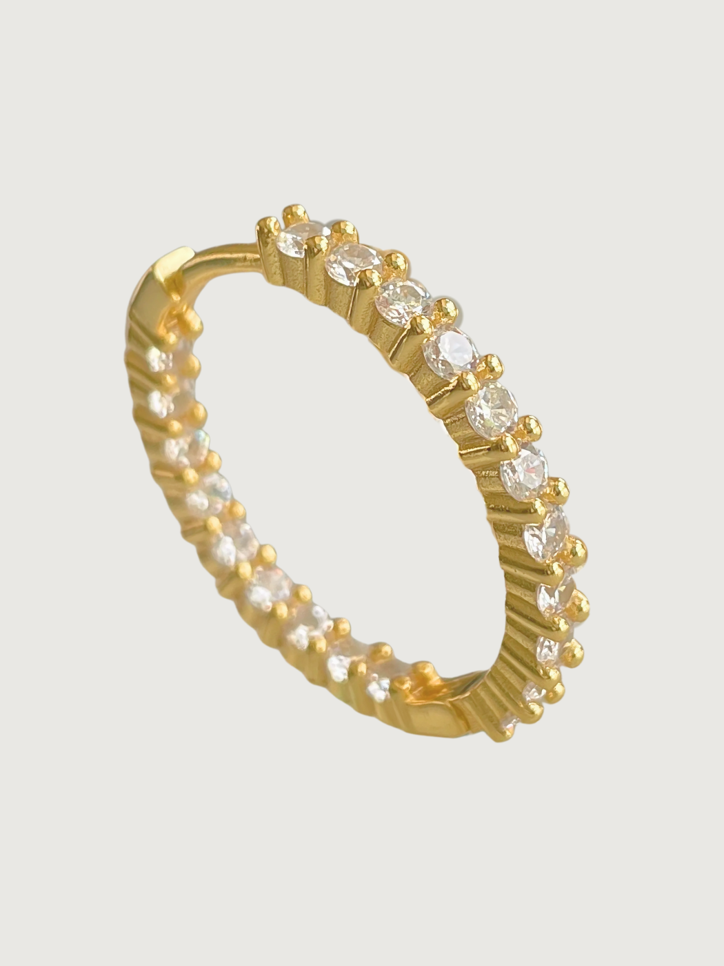 Closeup of Nora Hoop Earrings in Sterling Silver with 18K Gold Plating Jewelry for Pierced Ears 18k Plated 925 Metal Stone One Size 5.7gms