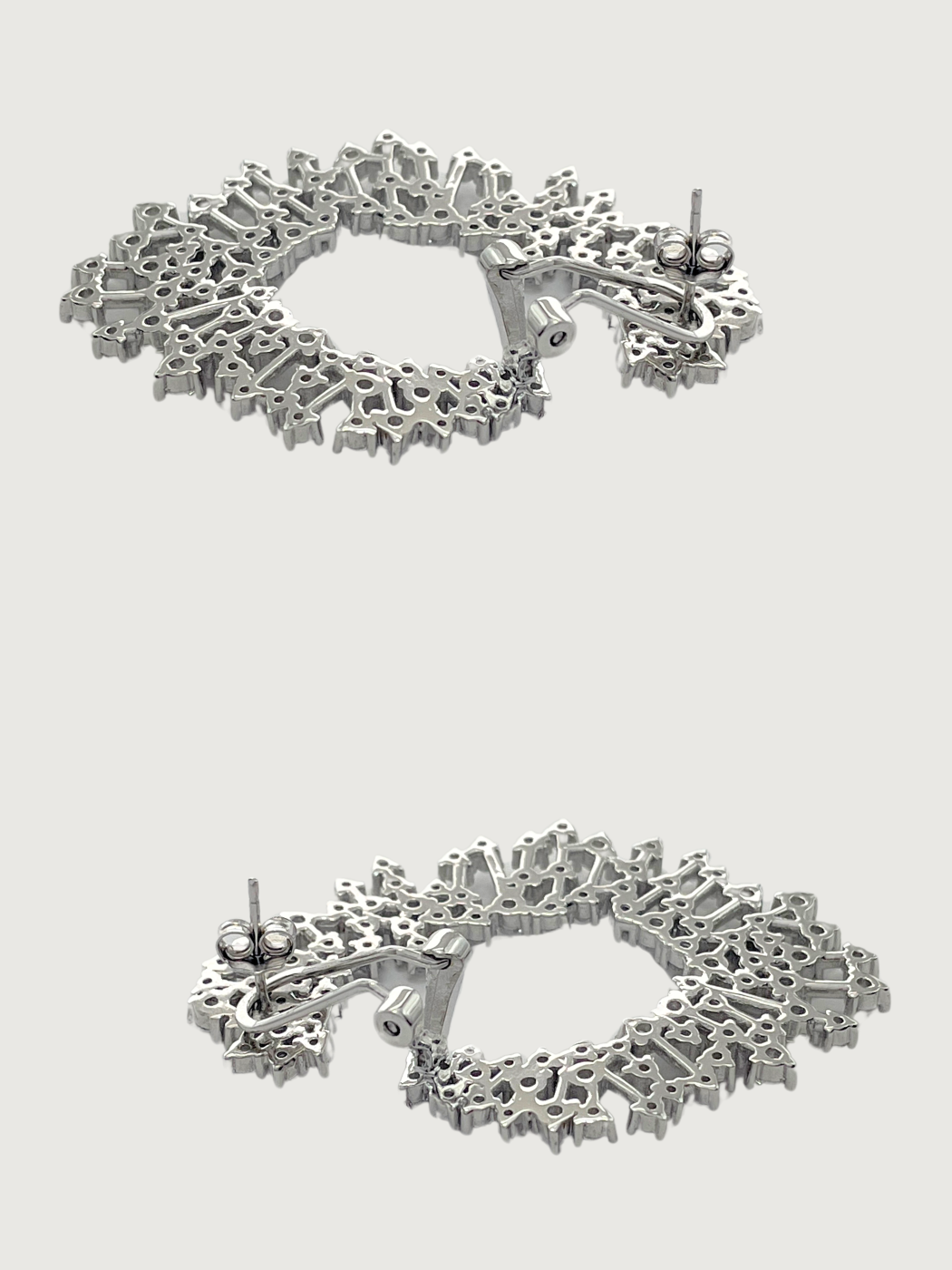 Rear View of Zahra Earrings in Sterling Silver Jewelry for Pierced Ears 925 One Size 21.1gms