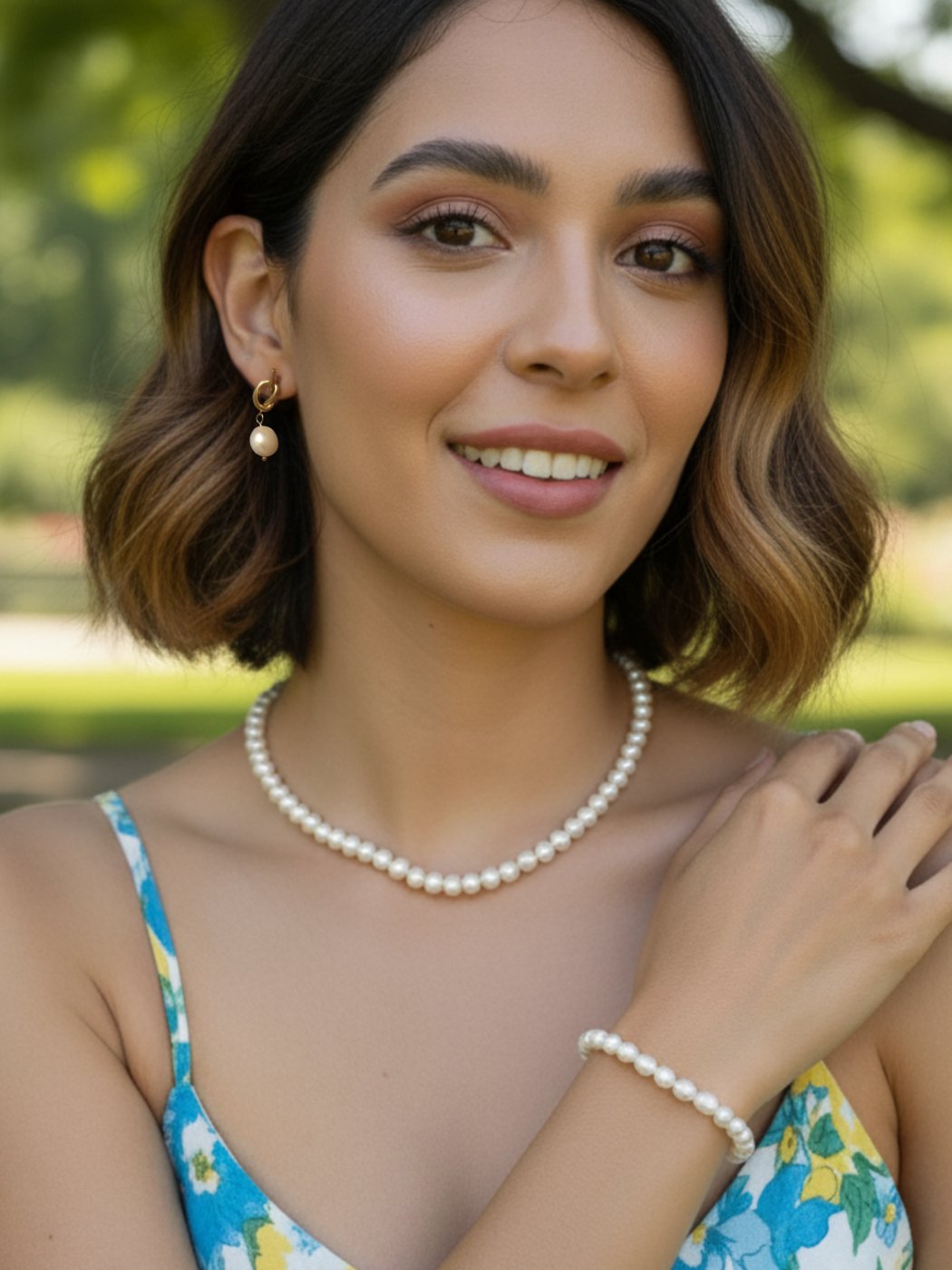 Alternate View of Model Wearing Twisted-knot Pearl Dangle Earrings in 18k Gold-Plated Metal Jewelry for Pierced Ears Gold Plated Steel | Hypoallergenic Tarnish Resistant Sweat Water Stone Eco - Friendly One Size 5.4gms