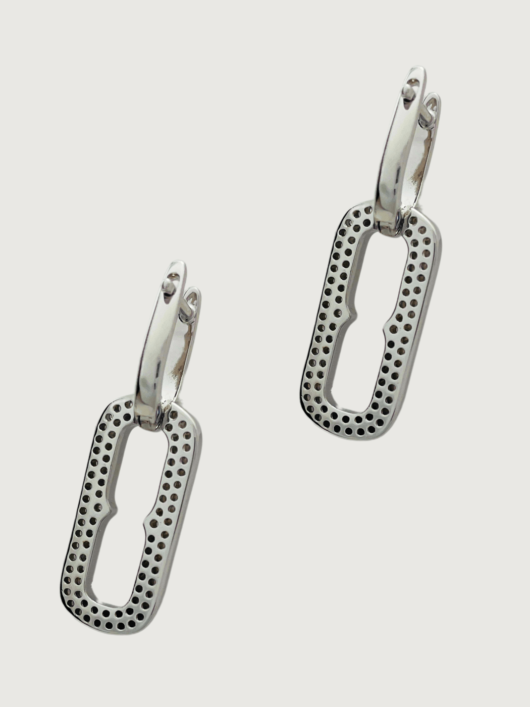 Rear View of Dina Hoop Earrings in Sterling Silver Jewelry for Pierced Ears 925 Metal Stone One Size 8.7gms