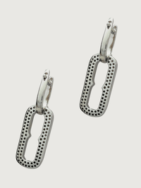 Rear View of Dina Hoop Earrings in Sterling Silver Jewelry for Pierced Ears 925 Metal Stone One Size 8.7gms