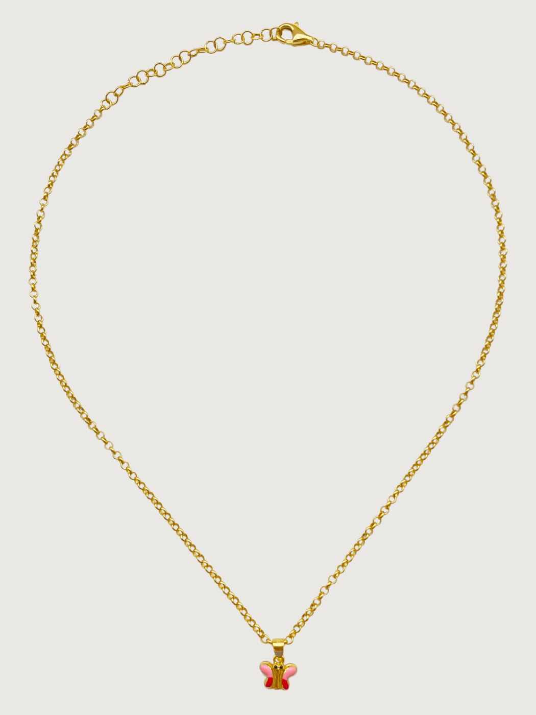 Rear View of Little Princess Butterfly Pendant Necklace in 18k Gold Plated sterling silver Adjustable Length 925 Sterling Silver Metal 14 inches 4gms
