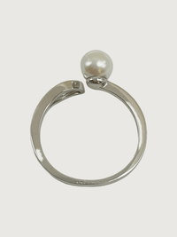 Rear View of Bianca Stunning Sterling Silver Pearl Ring Open-Adjustable-Resizable 925 Metal Stone One Size 2.5gms