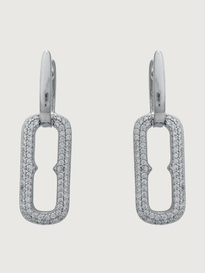 Front View of Dina Hoop Earrings in Sterling Silver Jewelry for Pierced Ears 925 Metal Stone One Size 8.7gms