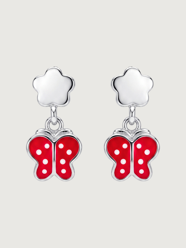 Front View of Little Princess Butterfly Dangle Earrings Jewelry for Pierced Ears 925 Sterling Silver One Size 1.8gms