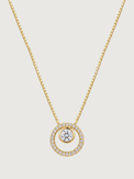 Front View of Rhea Ring Solitaire Pendant Necklace Adjustable Length 925 Sterling Silver 17 inches 2.9gms