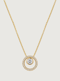 Front View of Rhea Ring Solitaire Pendant Necklace Adjustable Length 925 Sterling Silver 17 inches 2.9gms