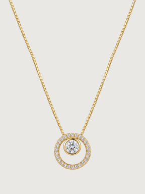 Front View of Rhea Ring Solitaire Pendant Necklace Adjustable Length 925 Sterling Silver 17 inches 2.9gms