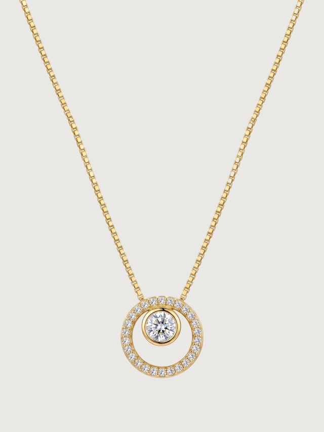 Front View of Rhea Ring Solitaire Pendant Necklace Adjustable Length 925 Sterling Silver 17 inches 2.9gms