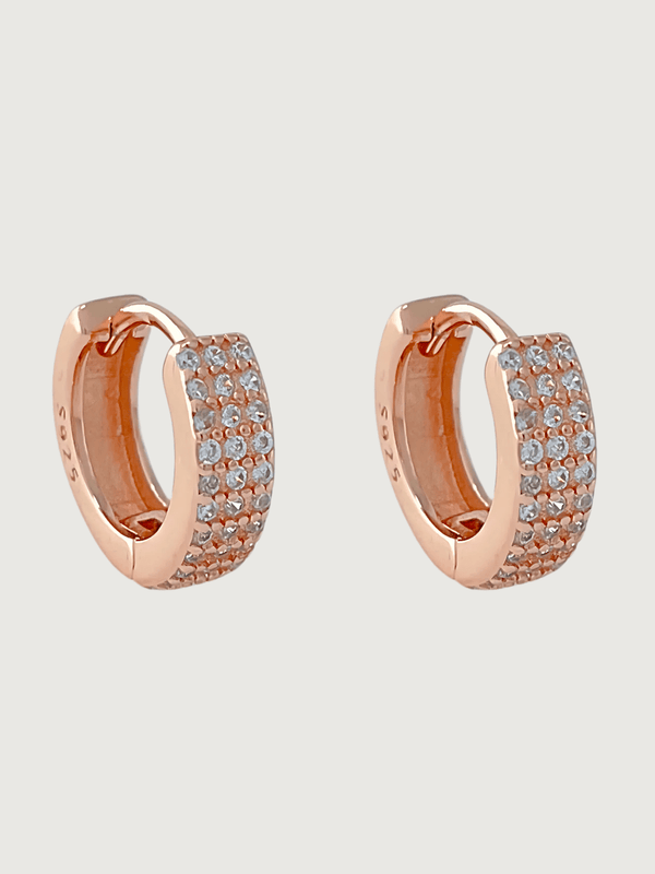 Lia Huggie Hoop Earrings in 18k Rose Gold plated Sterling Sliver