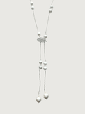 Front View of Hailey Long Necklace in 925 Sterling Silver Adjustable Length Metal Stone One Size 29.2gms
