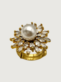 Closeup of Arya Ring in 18k Gold Plated Sterling Silver Regular 925 Metal Stone 7 mm 8gms
