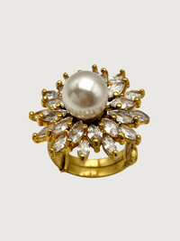 Closeup of Arya Ring in 18k Gold Plated Sterling Silver Regular 925 Metal Stone 7 mm 8gms