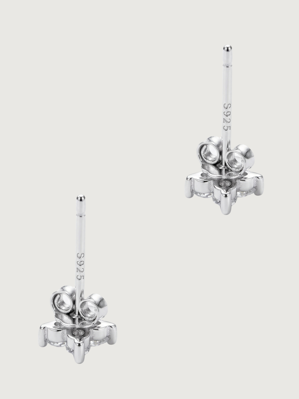 Rear View of Irene Star Stud Earrings in 925 Sterling Silver Jewelry for Pierced Ears 0.6gms