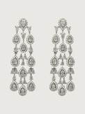Front View of Celeste Chandelier Crystal Drop Earrings Jewelry for Pierced Ears Post / Pin & Push in 925 Sterling Silver Stamp Marked Rodium Plated Metal One Size 26.6gms Copper
