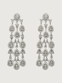 Front View of Celeste Chandelier Crystal Drop Earrings Jewelry for Pierced Ears Post / Pin & Push in 925 Sterling Silver Stamp Marked Rodium Plated Metal One Size 26.6gms Copper