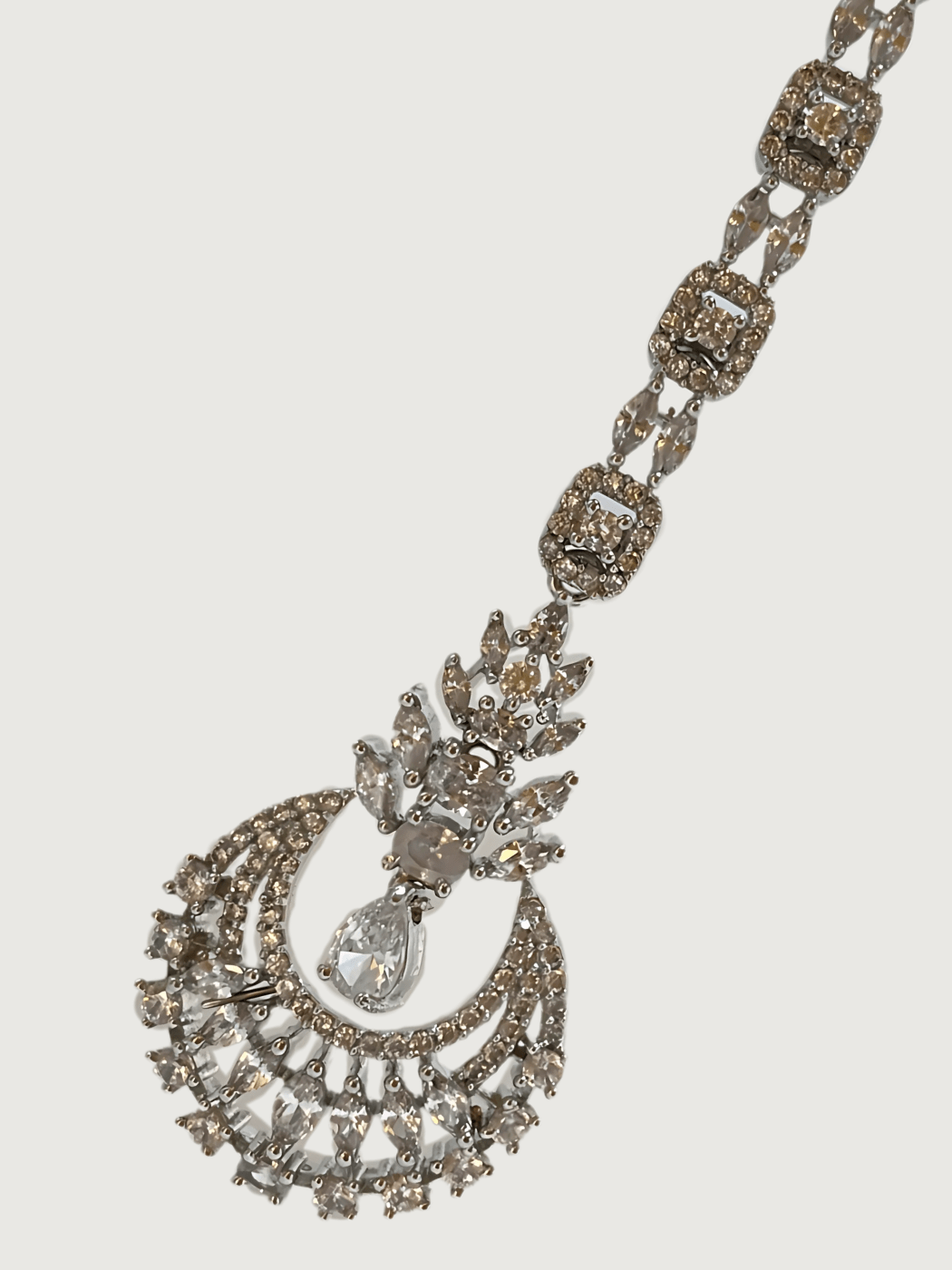 Rishika Maang Tikka Fixed Length Silver Plated Brass Metal One Size 8.1gms