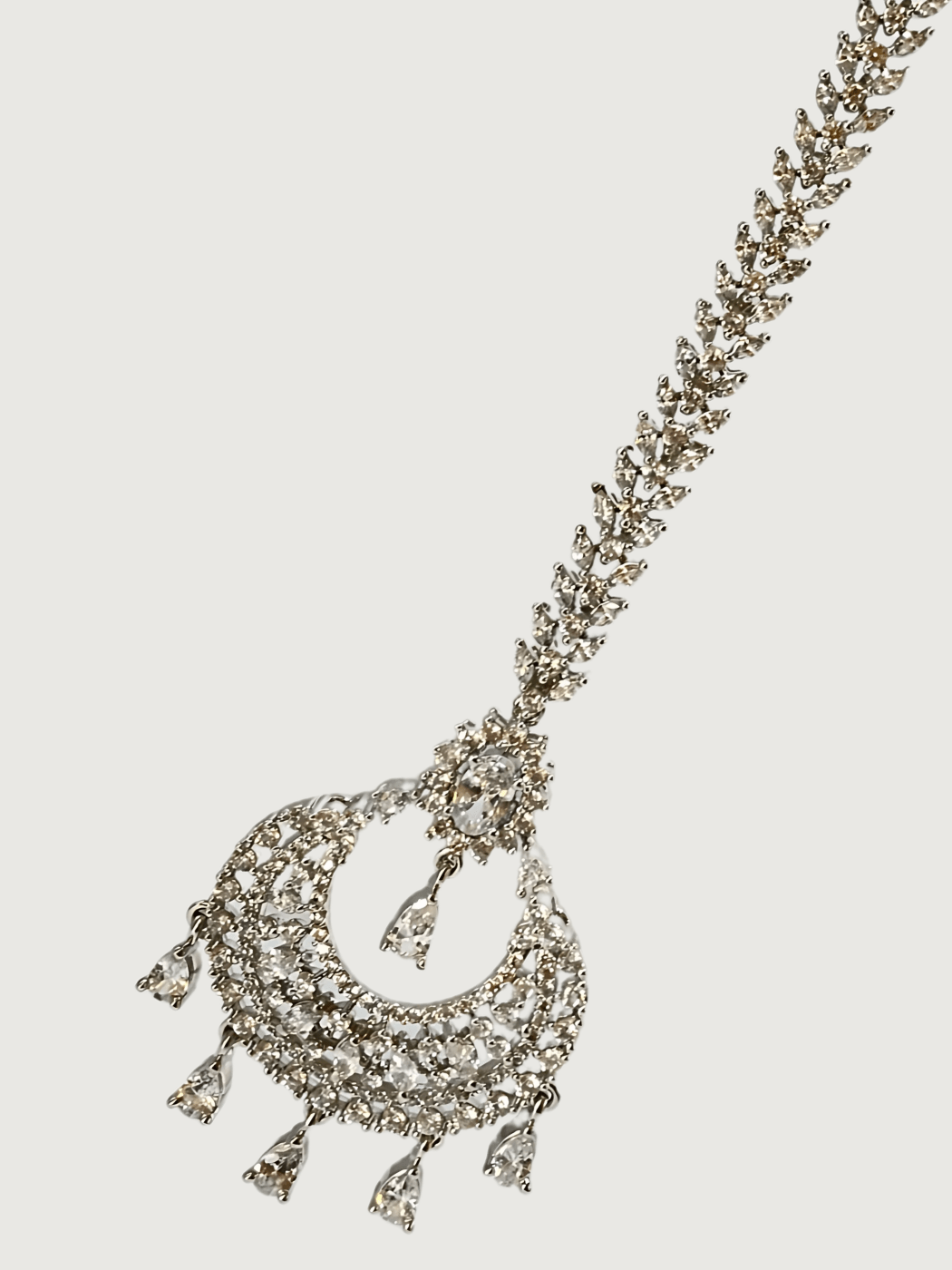 Dia Maang Tikka Fixed Length Silver Plated Brass Metal One Size 12.2gms