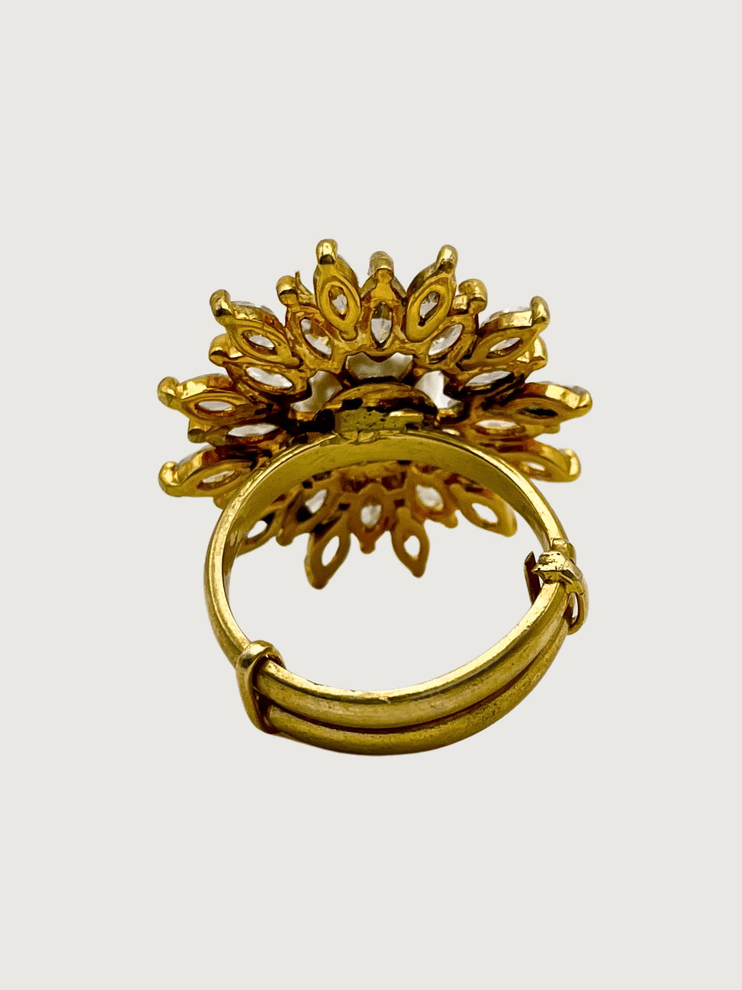 Rear View of Arya Ring in 18k Gold Plated Sterling Silver Regular 925 Metal Stone 7 mm 8gms