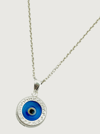 Closeup of Azure Amulet Pendant Necklace in Sterling Silver Fixed Length 925 Metal One Size 2.8gms