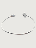 Rear View of Amani Hamsa and Evil Eye Bangle in 925 Sterling Silver Comfort Fit Metal 16 cm 2.6gms