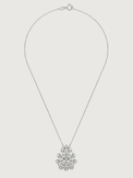 Rear View of Ellara Brooch Pendant in Rhodium Plated Metal Comfort Fit Brass 925 Sterling Silver Chain 16 inches