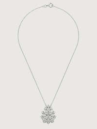 Rear View of Ellara Brooch Pendant in Rhodium Plated Metal Comfort Fit Brass 925 Sterling Silver Chain 16 inches