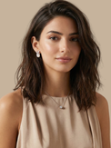 Alternate View of Model Wearing Chloe Pearl Drop Earrings Jewelry for Pierced Ears 925 Sterling Silver 16 mm 3.7gms