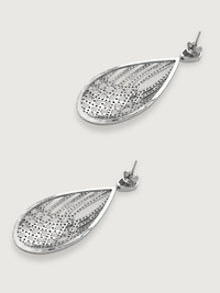 Rear View of Emily Drop Earrings Jewelry for Pierced Ears Rhodium Plated Copper 925 Sterling Silver One Size 20.9gms