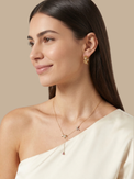 Alternate View of Model Wearing Marya Hoop Earrings Jewelry for Pierced Ears Gold Plated Brass One Size 5.8gms