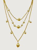 Front View of Myra Pearl Necklace in 18K Gold Plated Sterling Silver Adjustable Length 18k 925 Metal Stone One Size 12.4gms