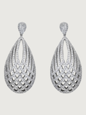 Front View of Emily Drop Earrings Jewelry for Pierced Ears Rhodium Plated Copper 925 Sterling Silver One Size 20.9gms
