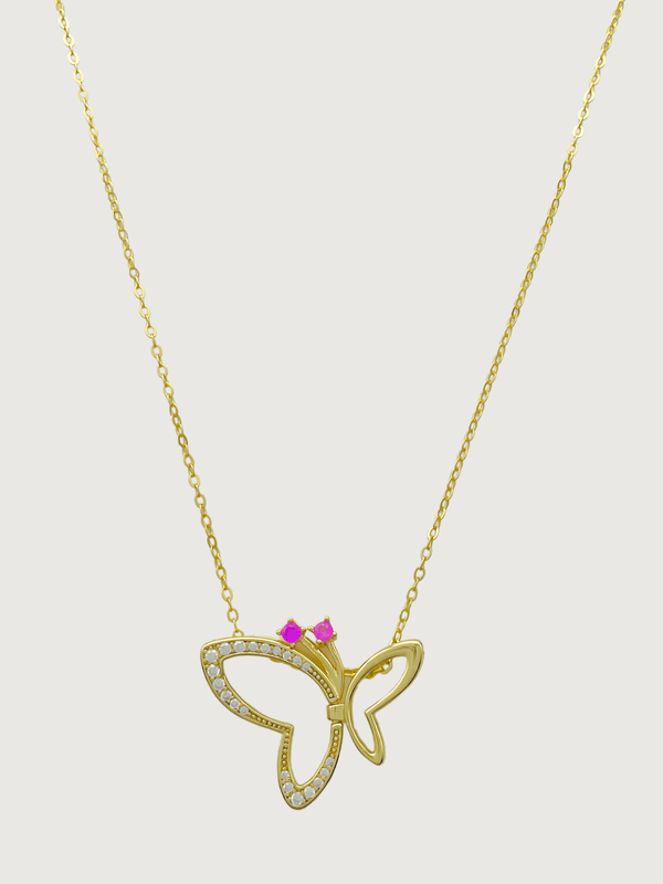 Amber Butterfly Necklace in 18K Gold Plated Sterling Silver