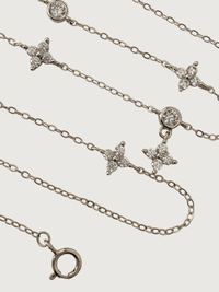 Rear View of Irene Star Charm Necklace in 925 Sterling Silver Adjustable Length Metal 17 inches 2.2gms