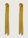 Front View of Clara Tassel Earrings in 18K Gold Plating Jewelry for Pierced Ears Plated Copper 18k 925 Sterling Silver Metal One Size 15.5gms